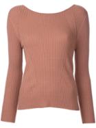 Torrazzo Donna - Ribbed Back Twist Jumper - Women - Cotton - One Size, Pink/purple, Cotton