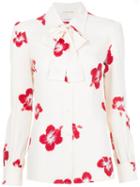 Saint Laurent Hibiscus Floral Print Shirt, Women's, Size: 46, White, Viscose