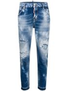 Dsquared2 Destroyed Cropped Jeans - Blue