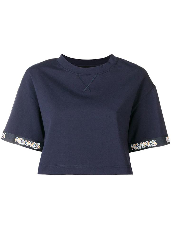 Mr & Mrs Italy Short-sleeve Cropped T-shirt - Blue