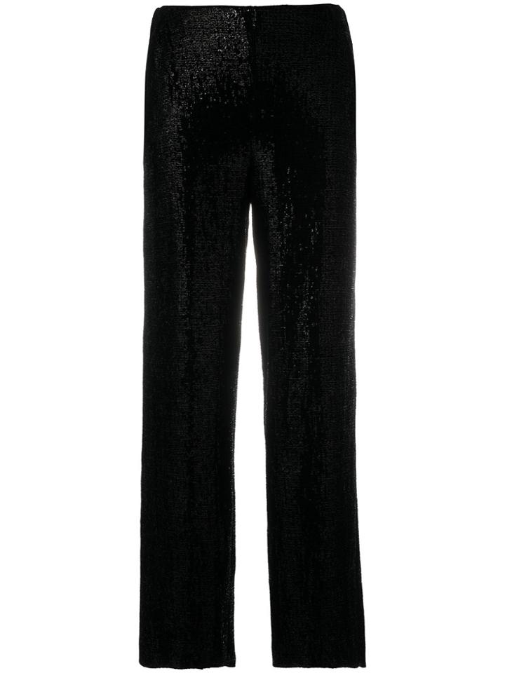 Giorgio Armani Sequin-embellished Straight Trousers - Black