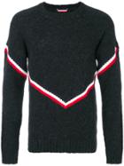 Moncler Contrast Striped Knitted Sweater - Black