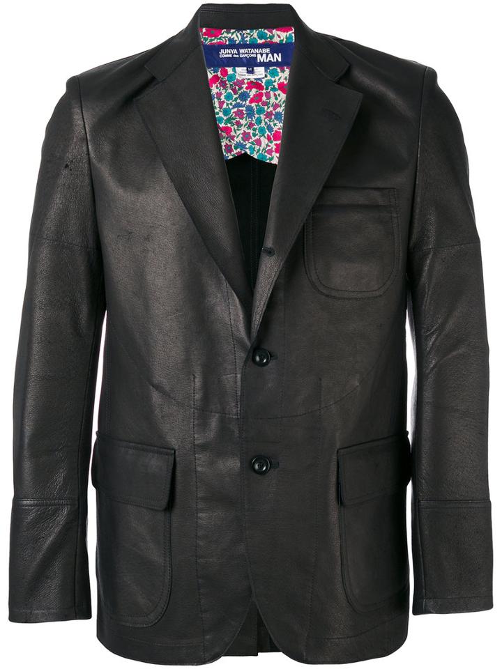 Junya Watanabe Comme Des Garçons Man - Two-button Jacket - Men - Cotton/cupro/pig Leather - M, Black, Cotton/cupro/pig Leather