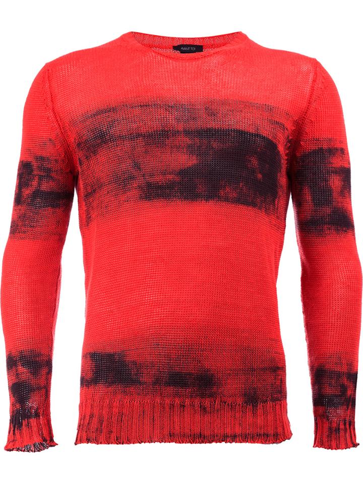 Avant Toi Faded Knit Jumper - Red