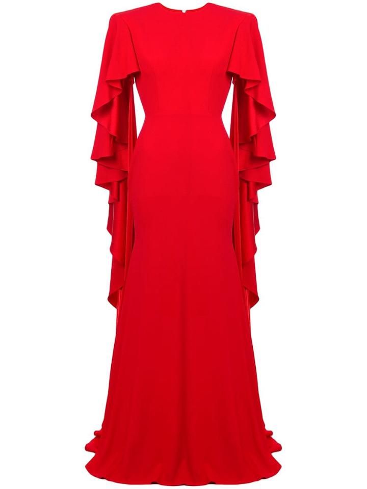 Alex Perry Ruffled Details Gown - Red