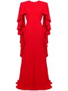 Alex Perry Ruffled Details Gown - Red