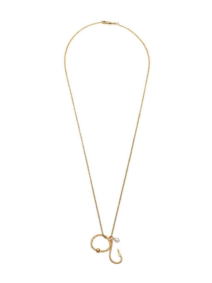 Jw Anderson Gold Hook Necklace W Pearls