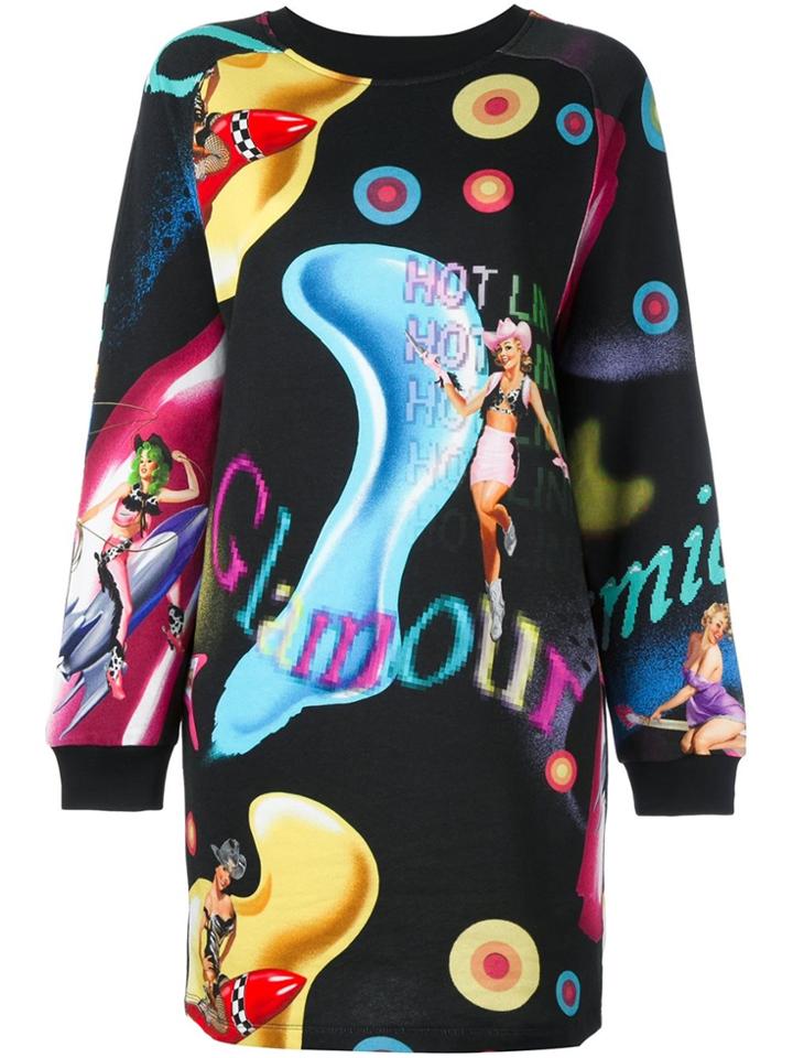 Jeremy Scott Printed Sweatshirt Dress - Black