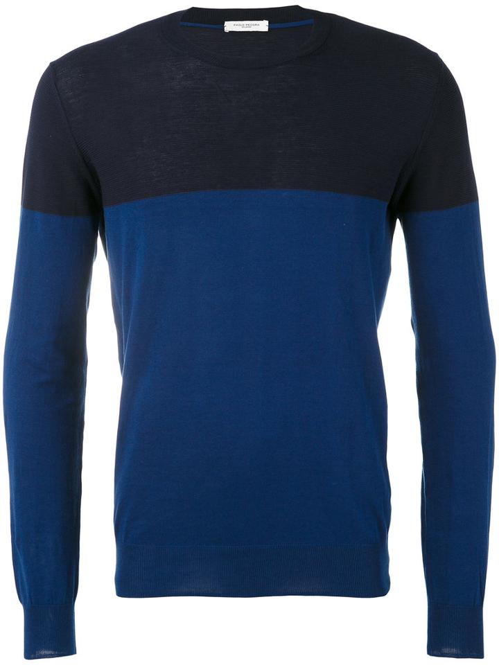 Paolo Pecora - Colour Block Jumper - Men - Cotton - S, Blue, Cotton