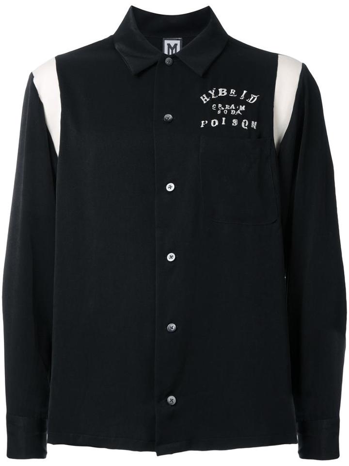 Myne Embroidered Detail Shirt, Men's, Size: Large, Black, Polyester