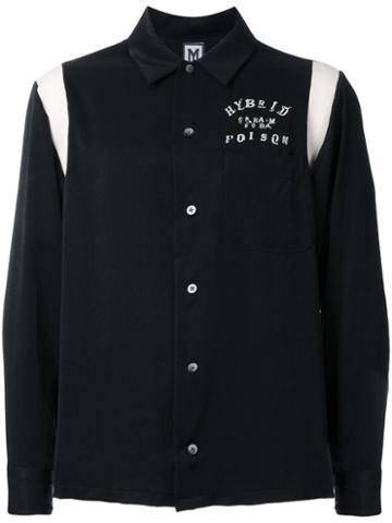 Myne Embroidered Detail Shirt, Men's, Size: Large, Black, Polyester