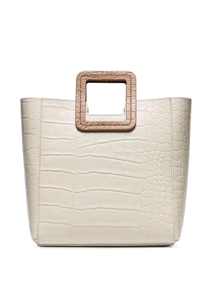 Staud Cream Shirley Mock Croc Leather Tote Bag - Neutrals