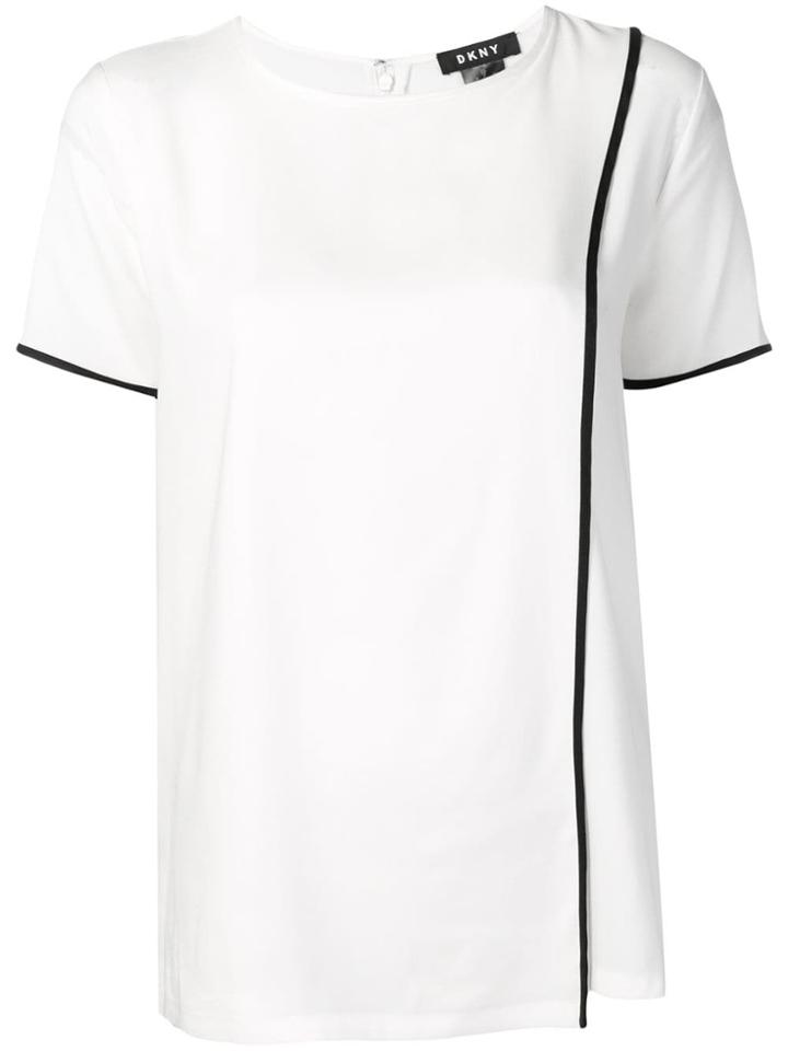 Dkny Contrast Trim Wrap Style Top - White