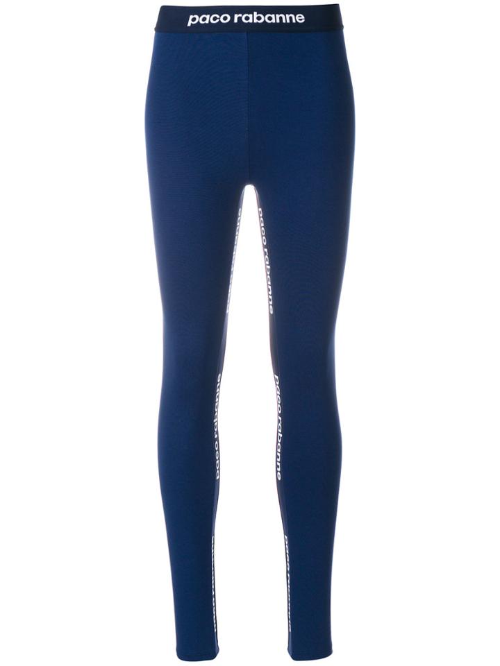 Paco Rabanne Branded Side Stripe Leggings - Blue