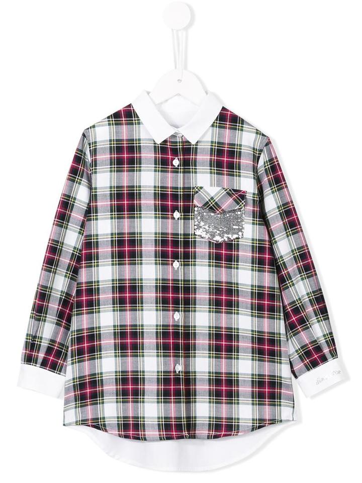 Simonetta Tartan Shirt, Girl's, Size: 12 Yrs, White