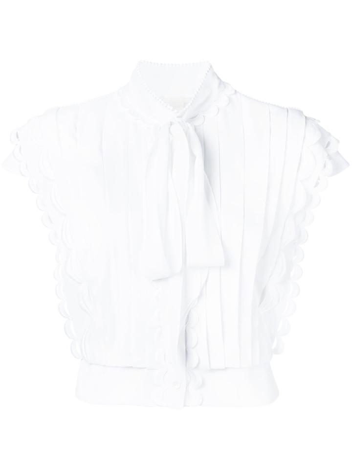 Antonio Berardi Pussy Bow Pleat Front Blouse - White