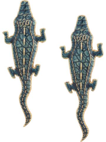 Natia X Lako Natia X Lako Large Crocodile Earrings - Blue