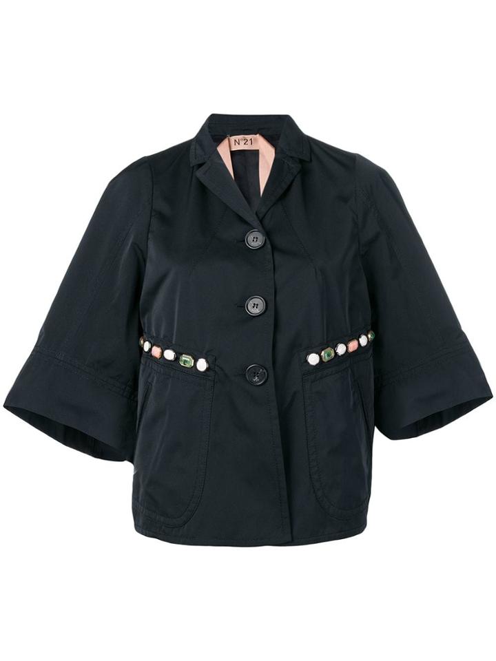 No21 Cropped Jewel Detailed Jscket - Black