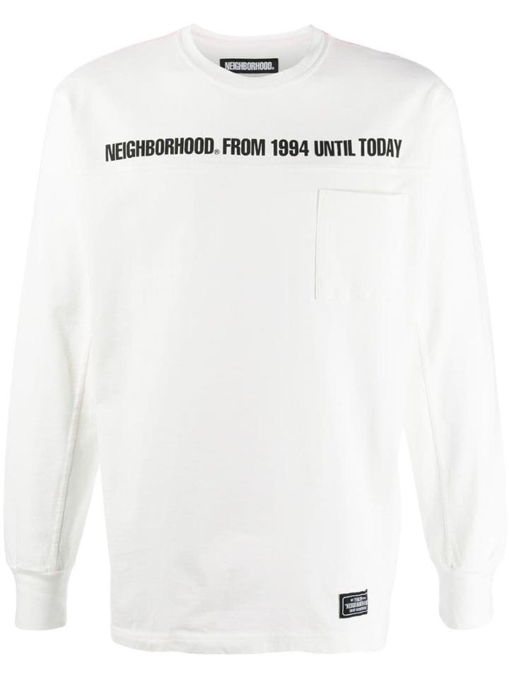 Neighborhood Logo Drawstring Hoodie - White