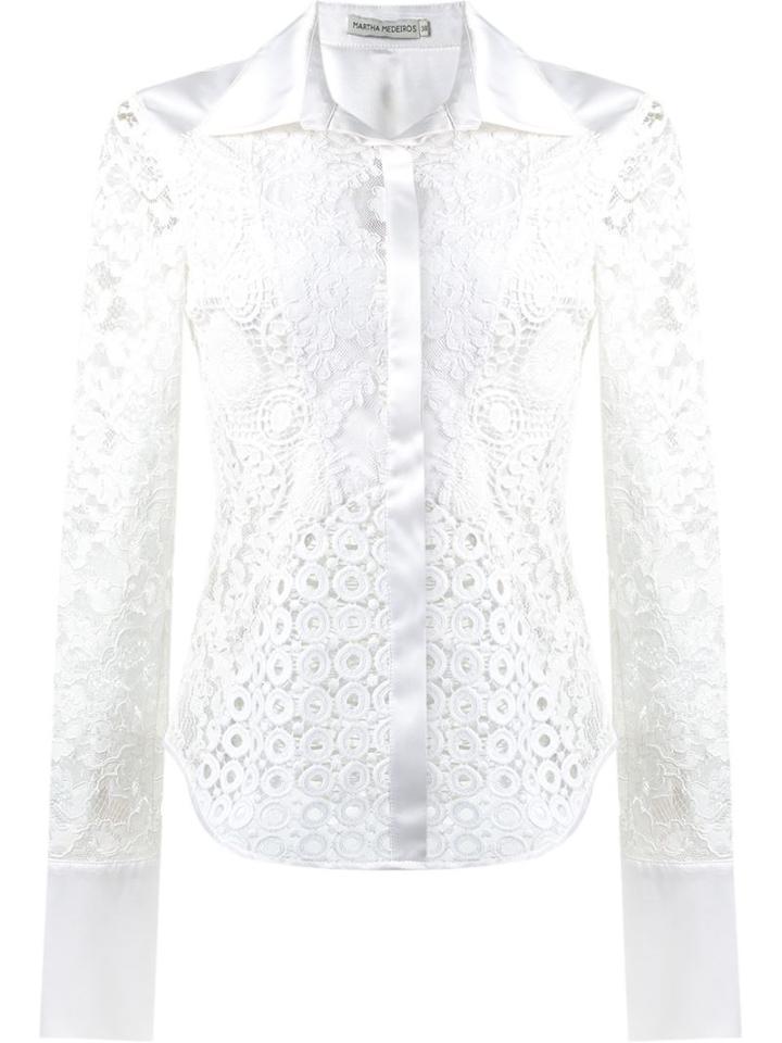 Martha Medeiros Lace Patchwork Shirt, Women's, Size: 46, White, Viscose/cotton/polyamide/silk