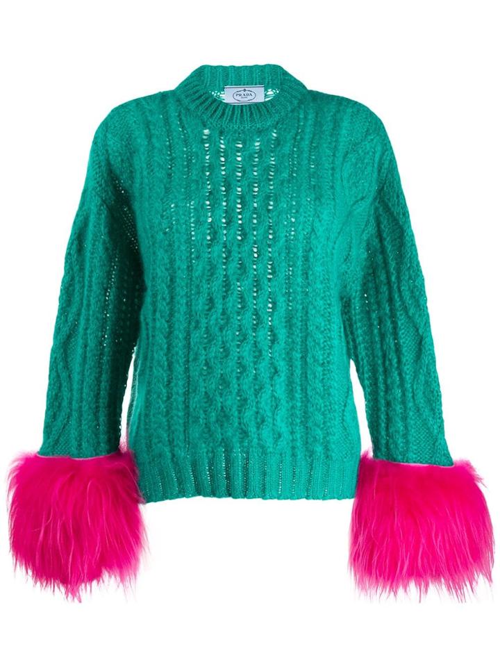 Prada Feather Sleeve Jumper - Green