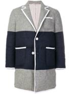 Thom Browne Bicolor Down-filled Sack Fit Wool Overcoat - Grey