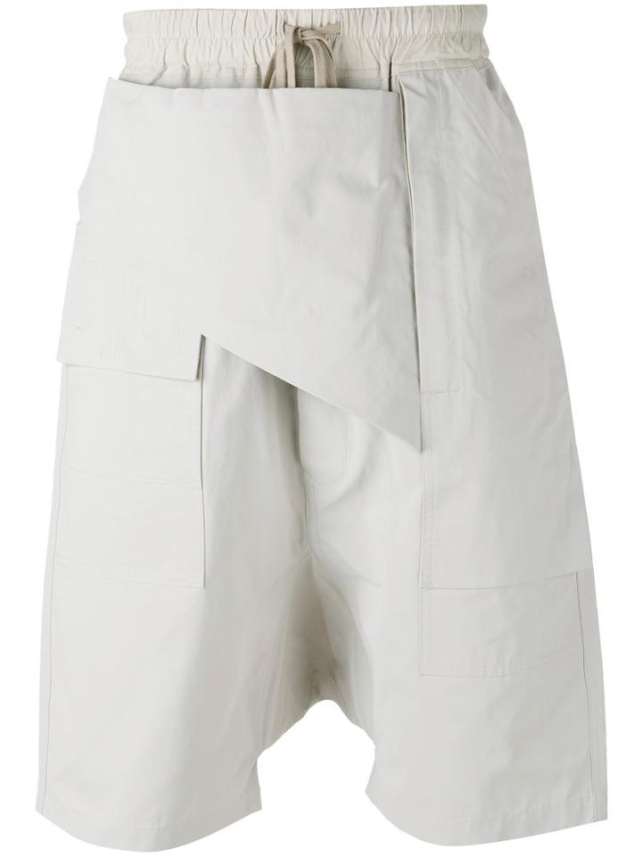 Rick Owens Drkshdw Wrap Casual Shorts, Men's, Size: Small, Grey, Cotton/polyamide