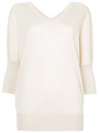 Derek Lam Batwing Sweater With Printed Back - White