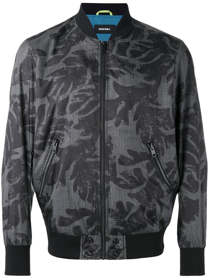 Diesel - Printed Bomber Jacket - Men - Polyester - L, Black, Polyester