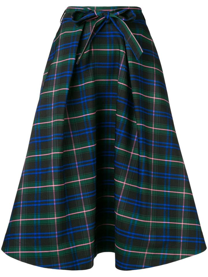 Msgm Check Flared Skirt - Green