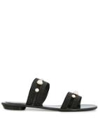 René Caovilla Pearled Microstud Sandals - Black