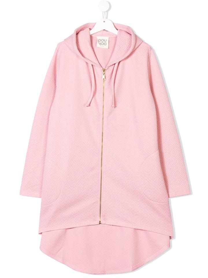 Douuod Kids Teen Long Full-zipped Hoodie - Pink