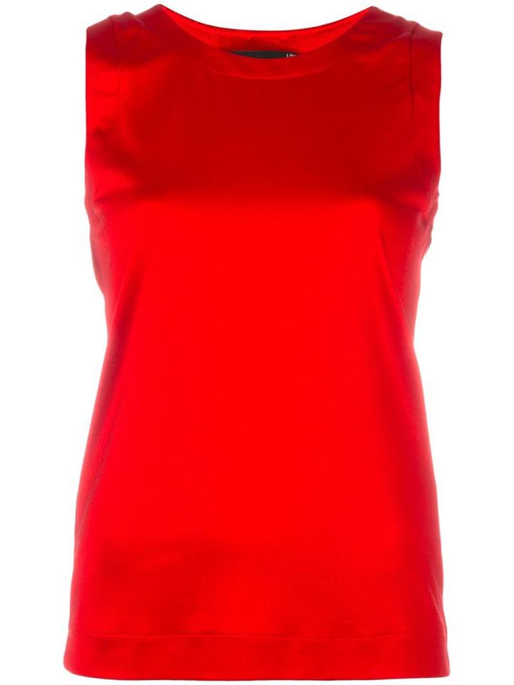 Love Moschino Heart Shaped Cut-off Tank, Women's, Size: 44, Red, Viscose/spandex/elastane
