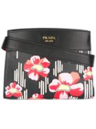 Prada - Floral Print Shoulder Bag - Women - Calf Leather - One Size, Women's, Black, Calf Leather