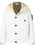 Stone Island Shearling Collar Jacket - White