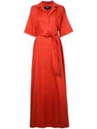 Paule Ka - Long Woven Wrap Dress - Women - Cotton - 36, Women's, Red, Cotton