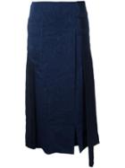 Christopher Esber 'vertical Belted Vent' Skirt, Women's, Size: 8, Blue, Linen/flax/viscose