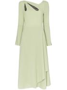 Roland Mouret Oreti Cutout Detail Asymmetric Wool Dress - Green