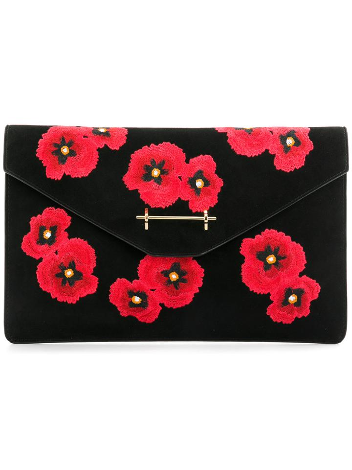 M2malletier Poppy Embroidered Clutch - Black