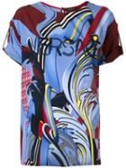 Versace - Paisley Print T-shirt - Women - Silk - 42, Blue, Silk