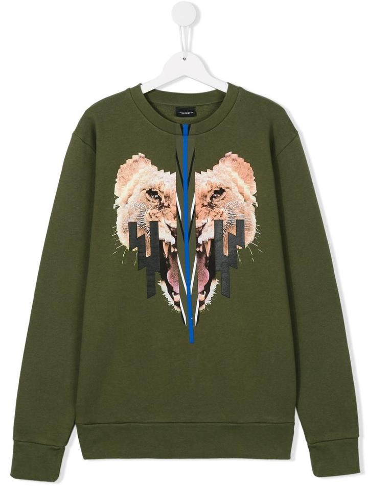 Marcelo Burlon County Of Milan Kids Digital Wild Cat Print Sweatshirt, Boy's, Size: 14 Yrs, Green