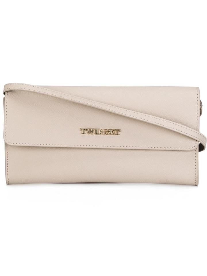 Twin-set Logo Plaque Crossbody Bag, Women's, Nude/neutrals, Leather/polyester