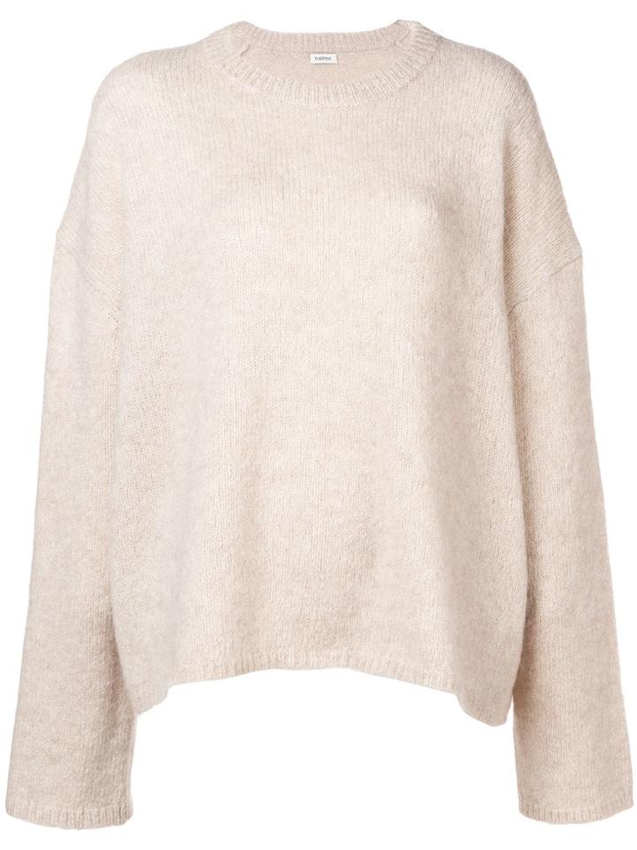 Toteme Oversized Round Neck Sweater - Nude & Neutrals