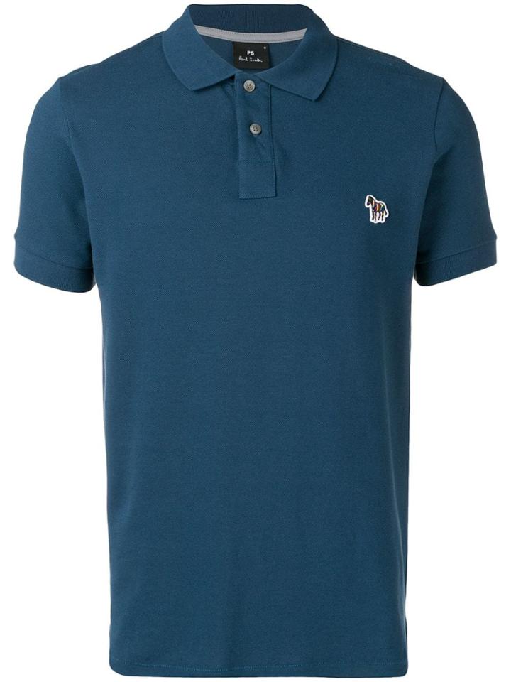 Ps By Paul Smith Logo Embroidered Polo Top - Blue