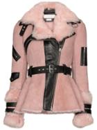 Alexander Mcqueen Contrast Belted Biker Jacket - Pink