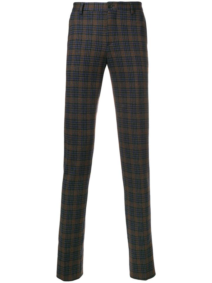 Etro Houndstooth Check Trousers - Blue