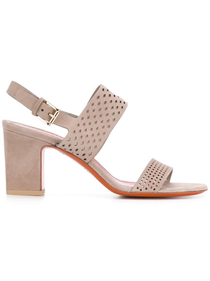 Santoni Laser-cut Sandals - Nude & Neutrals