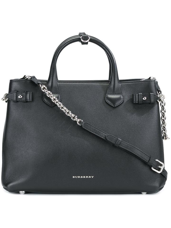 Burberry Chain Detail Medium Tote, Women's, Black
