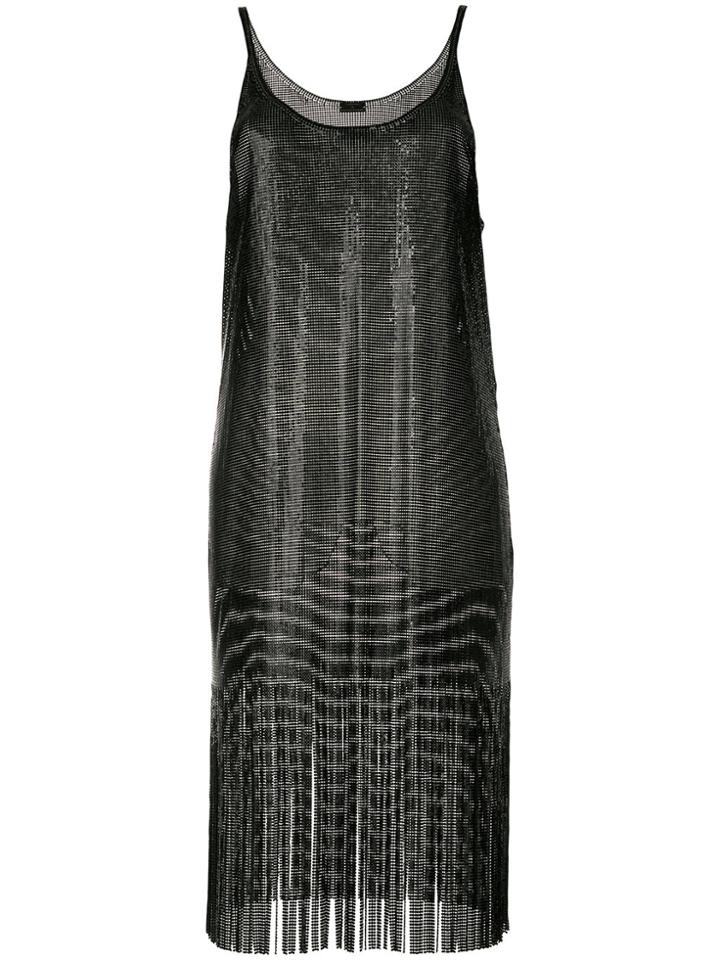 Paco Rabanne Fringe Mesh Dress - Black