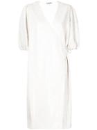 Ganni Sequin Wrap Midi Dress - White
